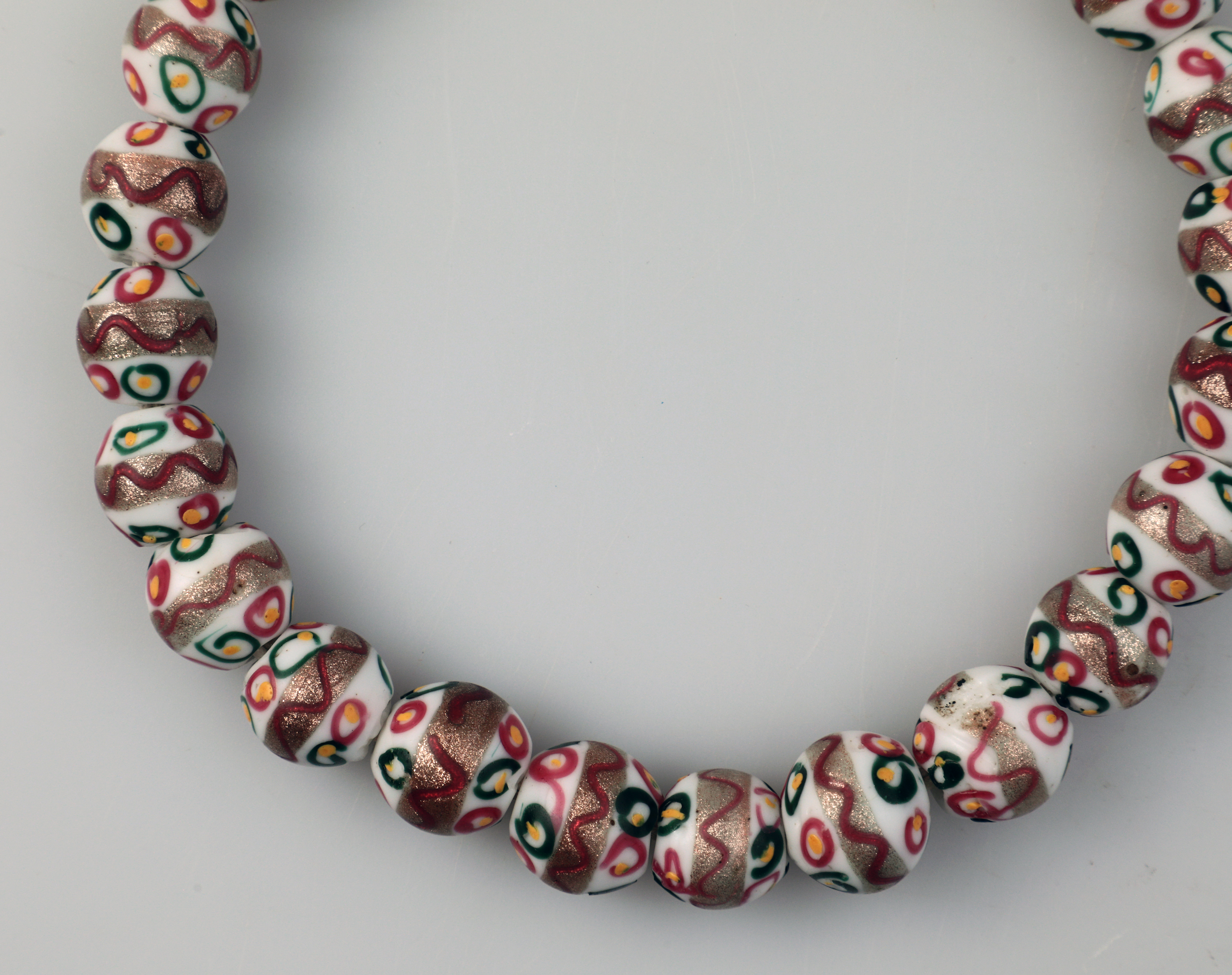 Antique Venetian Beads Murano Glass Necklace - Black Millefiori