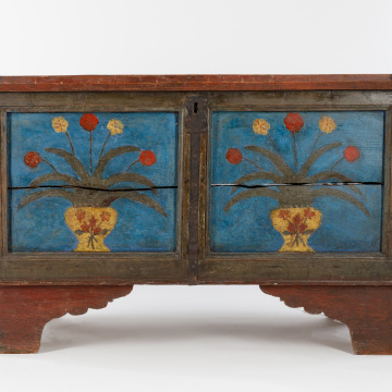 Painted chest on figured legs