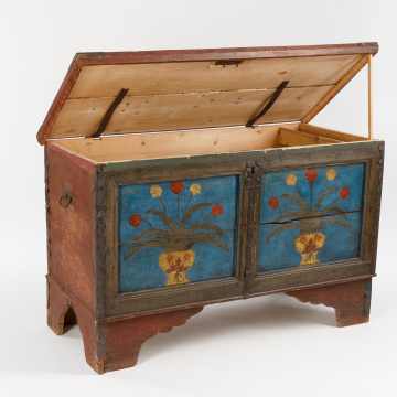 Painted chest on figured legs