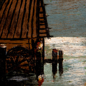 Landscape of the village with a water mill