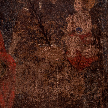 Icon 'Virgin of Pochaiv, the Crucifixion, St. Nicholas, St. Barbara, St. Anthony of Padua'