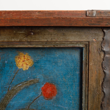 Painted chest on figured legs
