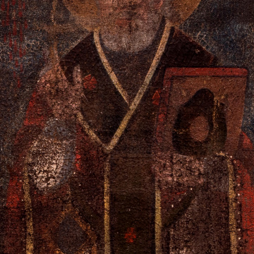 Icon 'Virgin of Pochaiv, the Crucifixion, St. Nicholas, St. Barbara, St. Anthony of Padua'