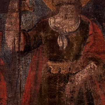 Icon 'Virgin of Pochaiv, the Crucifixion, St. Nicholas, St. Barbara, St. Anthony of Padua'