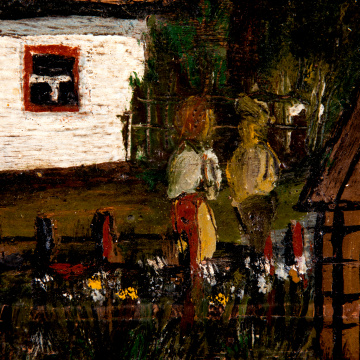 Landscape of the village with a water mill
