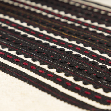 Woven rushnyk (towel) placed under a bread
