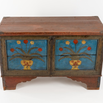 Painted chest on figured legs