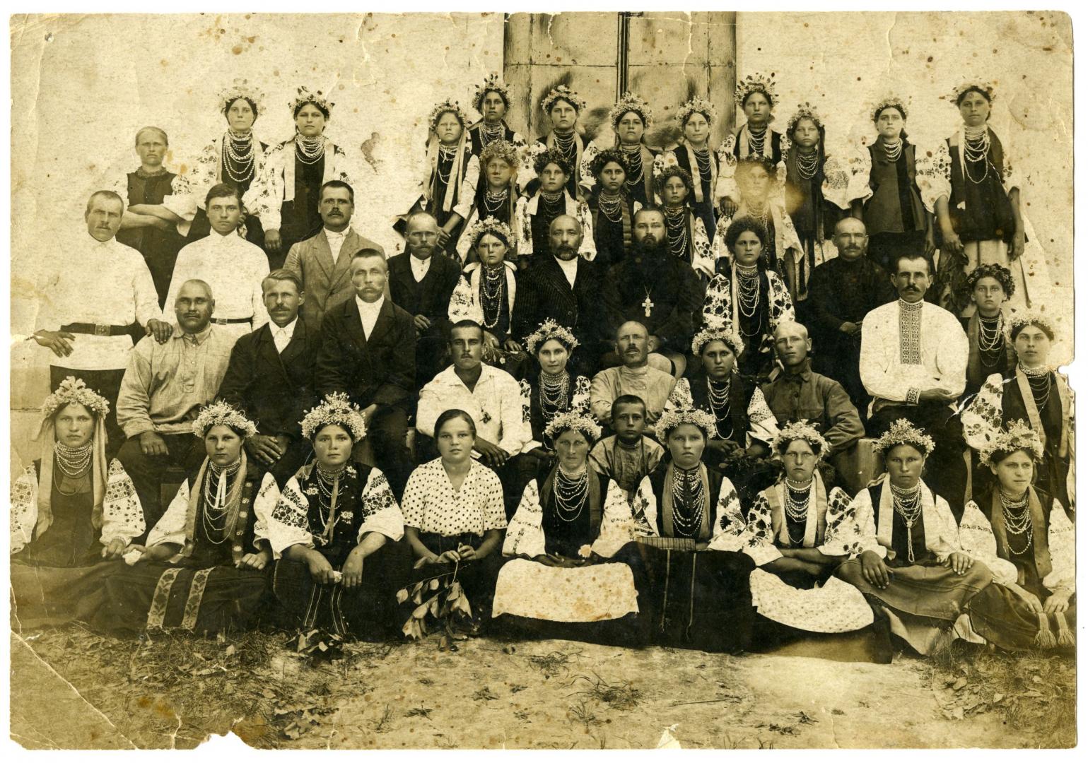 Photo. A village choir wearing folk attire