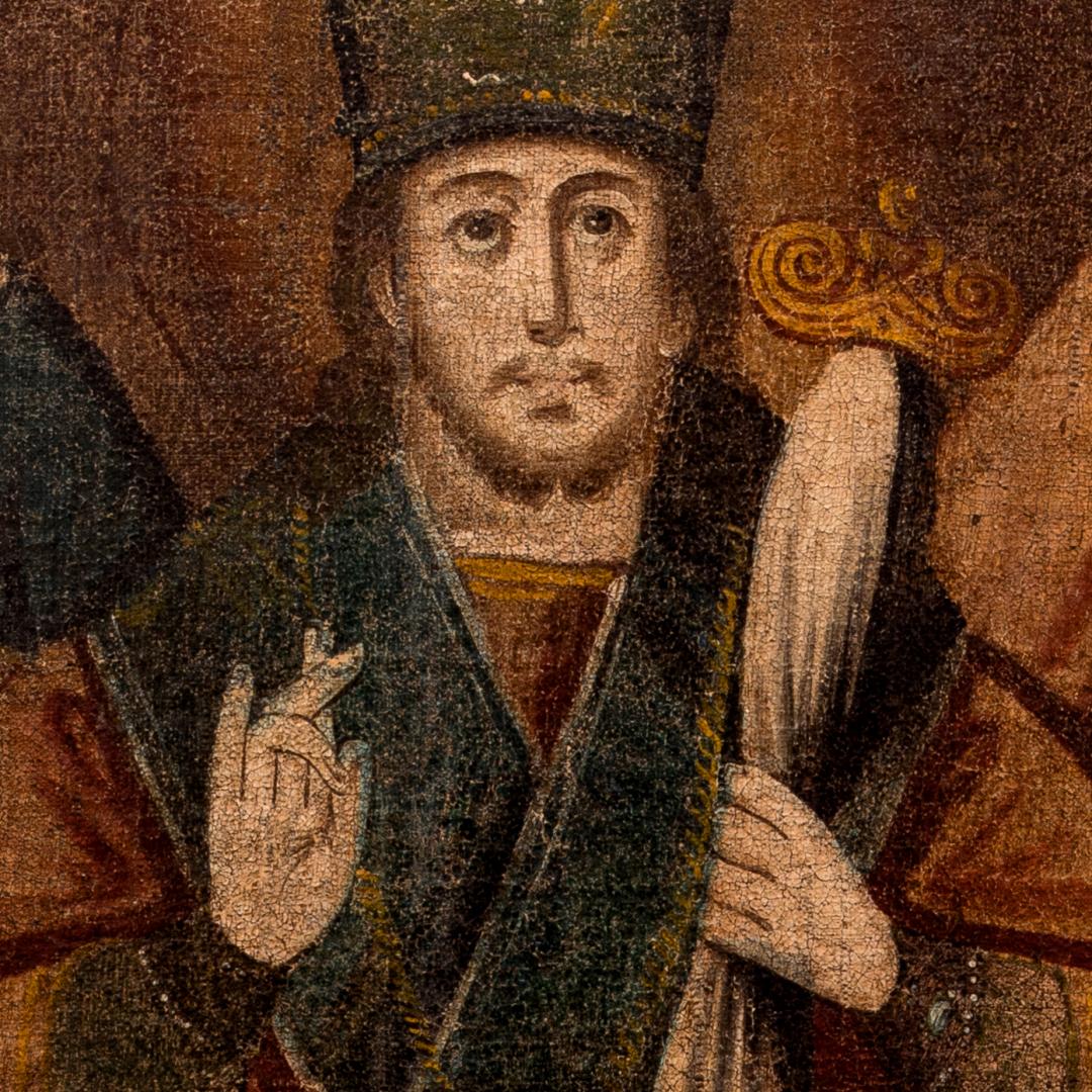 Icon 'Basil the Great, St. John Chrysostom, St. Gregory the Theologian, St. Barbara, St. Irina'
