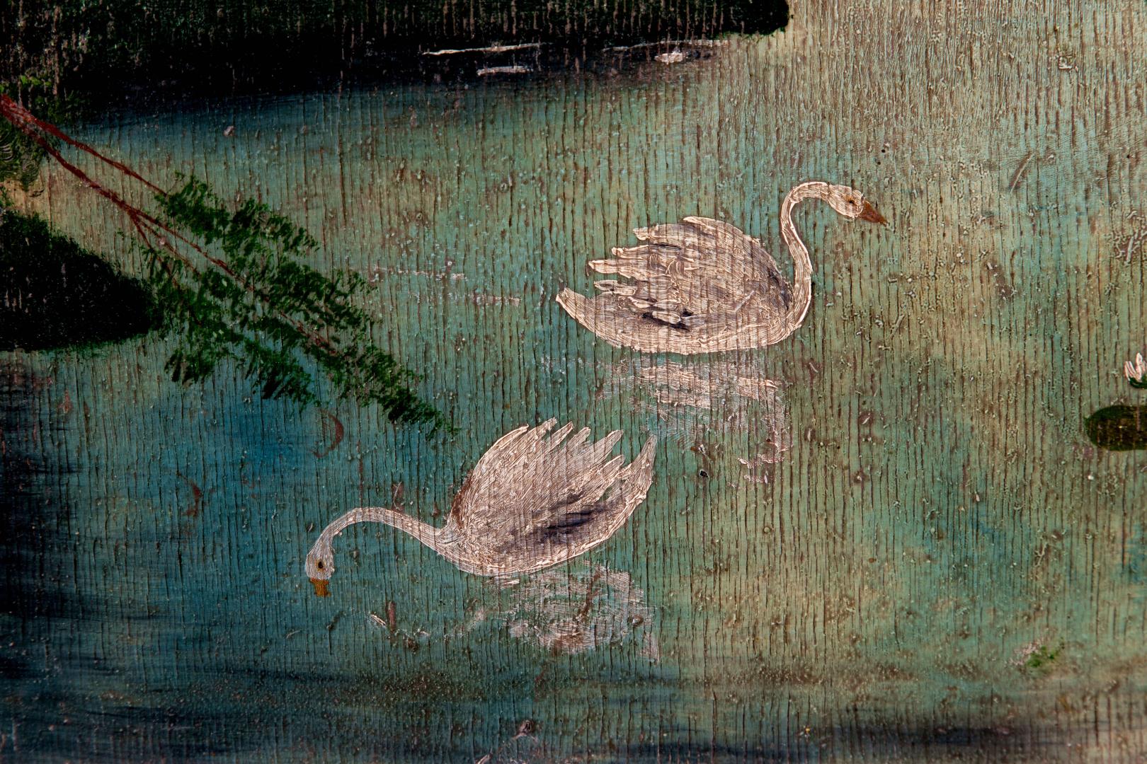 Landscape with swans