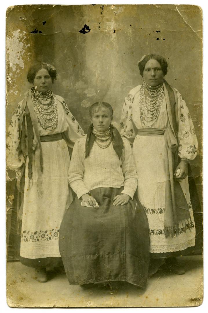 Photo. Three girls wearing folk attire