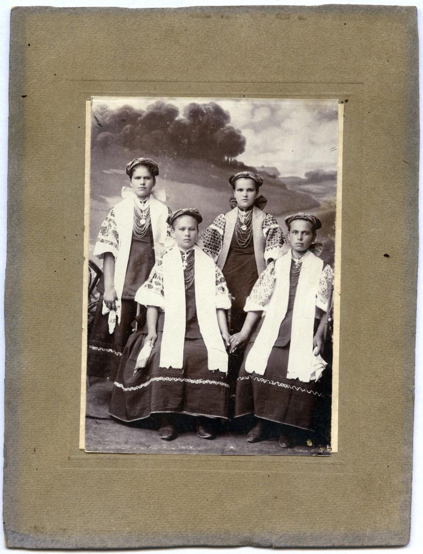 Photo. Four girls wearing folk attire