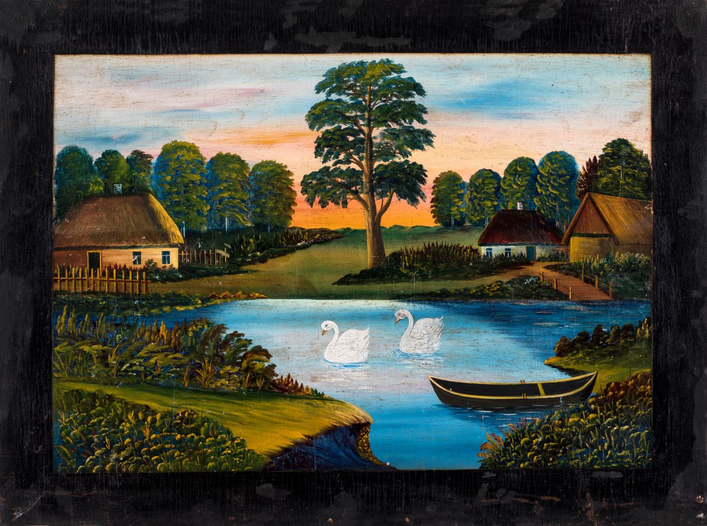 Swans at sunset