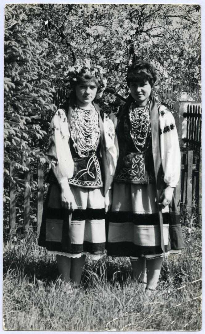 Photo. Two girls wearing folk attire