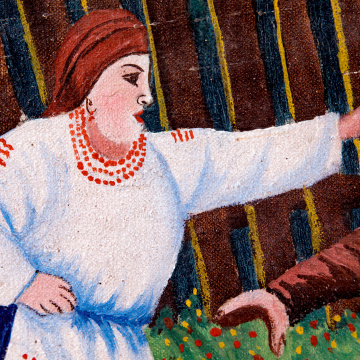 A woman beat her huband, took him by the hair...