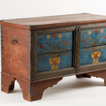Painted chest on figured legs