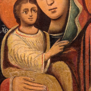 Icon 'Basil the Great, the Virgin and Child, the Holy Martyr Eudocia'