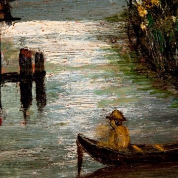 Landscape of the village with a water mill