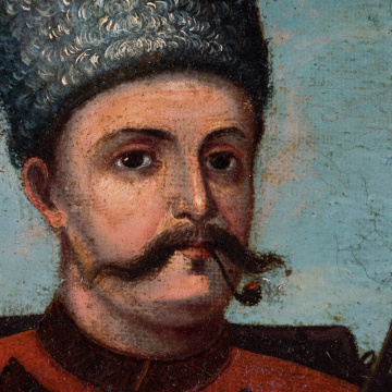 Cossack banduryst on horseback